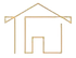 Um desenho de uma casa com um telhado em um fundo branco.