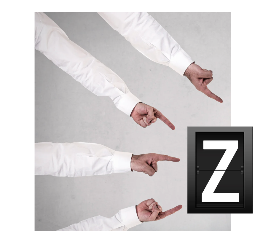 fingers pointing at a Z