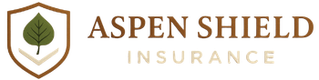 Aspen Shield Insurance logo: Brown shield with green leaf and text 