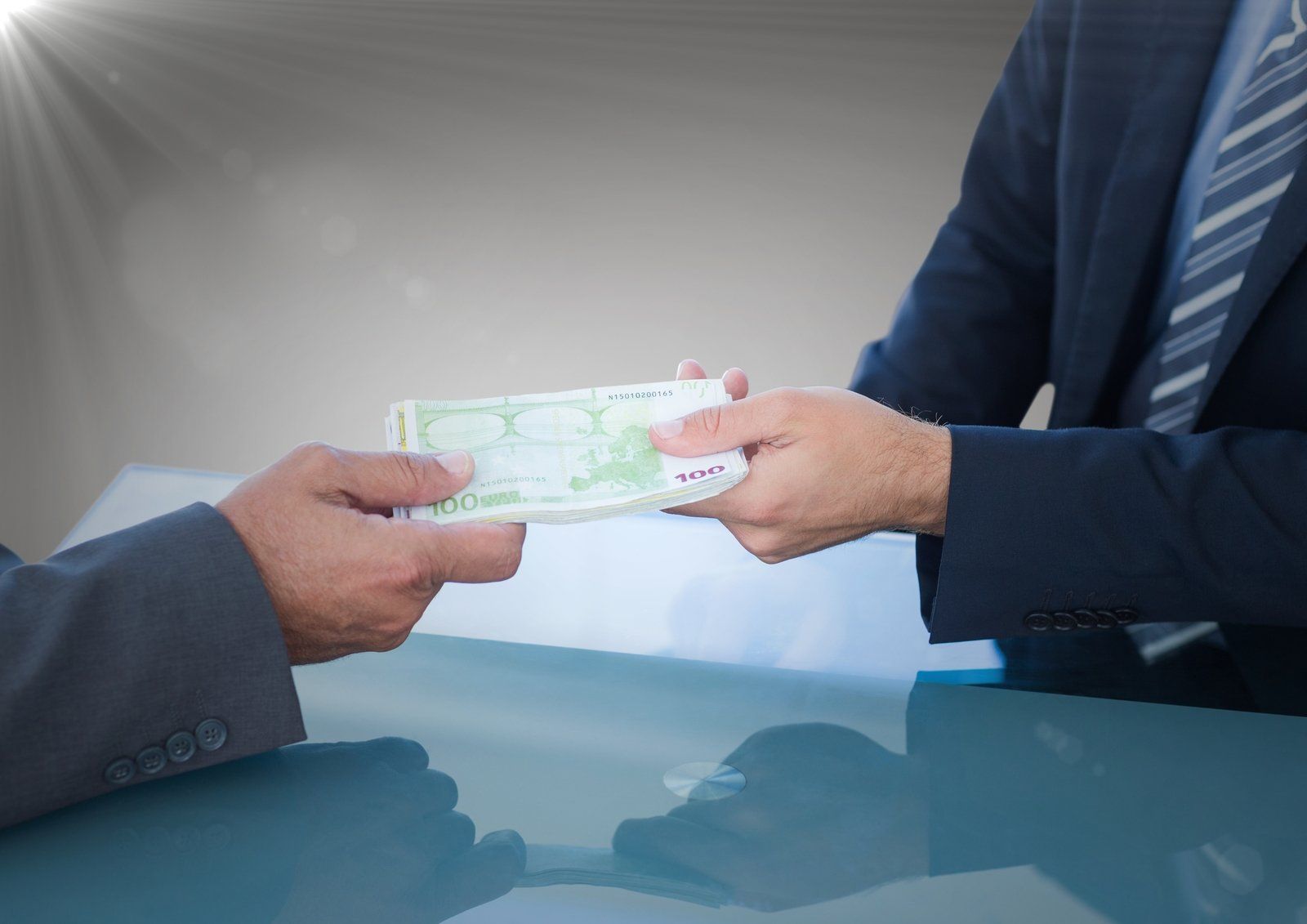 worker handling the money