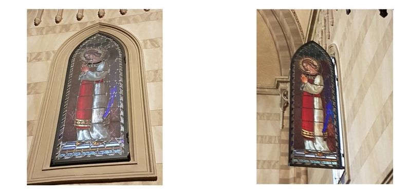Modifica telaio con Installazione apertura a battente vetrata Parrocchia Buon Pastore (Brescia)