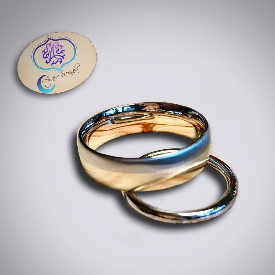 Aynur Sieraden, trouwring, geel en wit 14k goud.