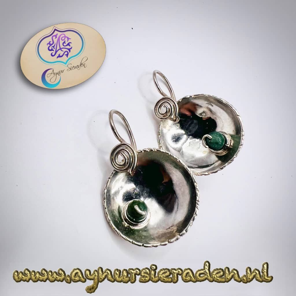 Ronde Spiegels, Aynur Sieraden, Uniek bijzonder en 100 zilveren oorbellen met edelstenen