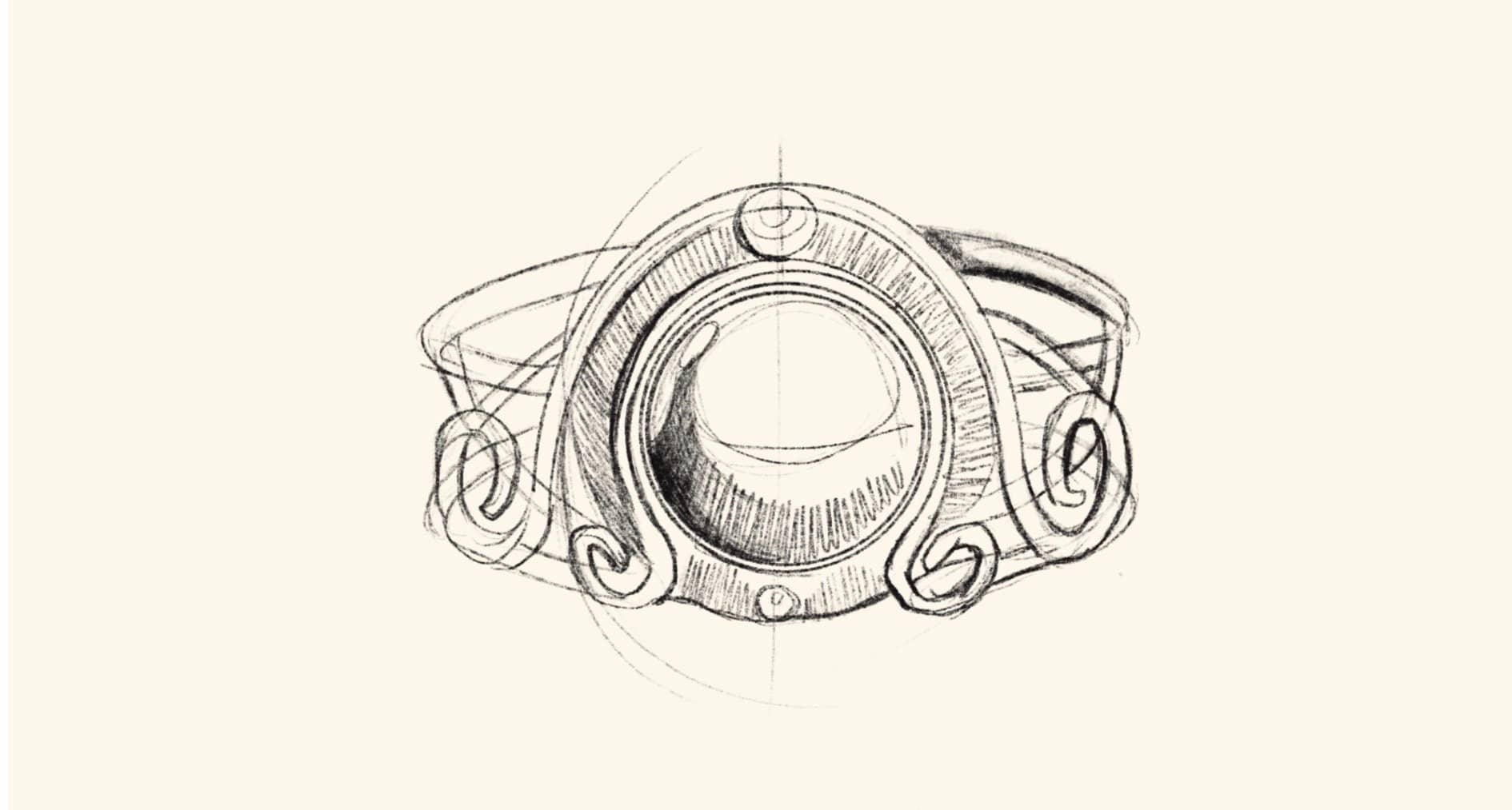 Ontwerptekening van een maatwerk armband door goudsmid Aynur Sieraden