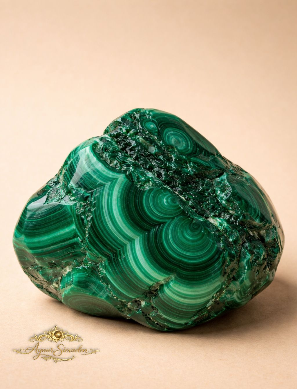 Aynur Sieraden – handgemaakte zilveren hanger met malachiet, natuurlijke patronen en uniek designMal