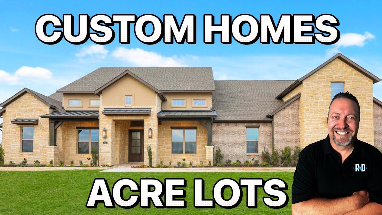 Man in front of a custom home, text