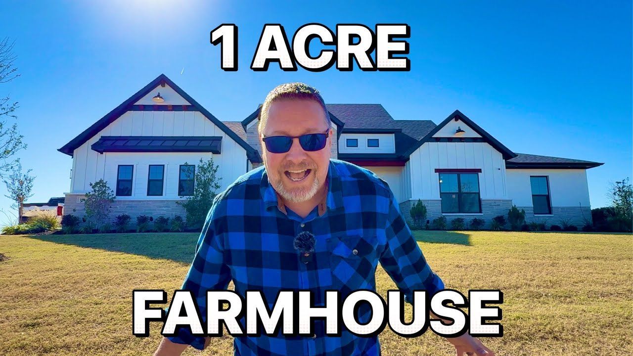 Man in sunglasses in front of a white farmhouse on a sunny day. Text: