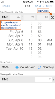 Screen where you can create a Count-Down or Count-Up Timer