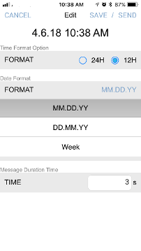 Screen where you can add current Time and Date