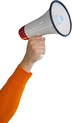 Arm holding megaphone with orange sleeve | Foltz Automotive