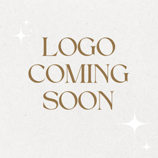Gold serif text reading “Logo Coming Soon” on a light beige background with subtle sparkles