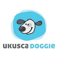 UKUSCA Doggie logo with a cartoon gray-and-white dog on a blue circle background