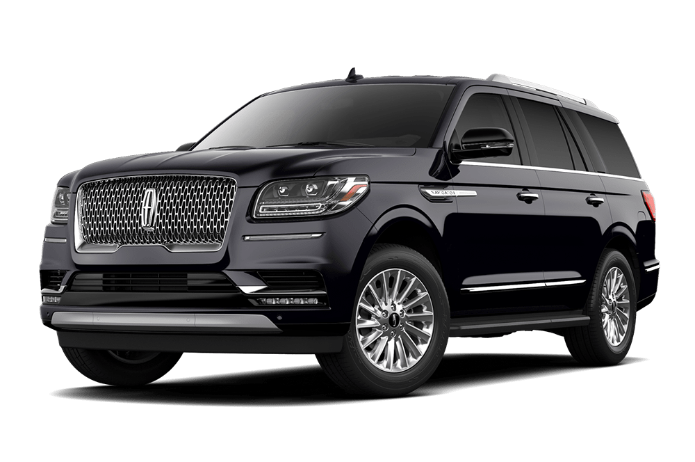 A black lincoln navigator is shown on a white background.