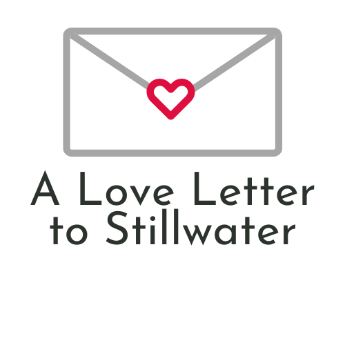 A love letter to stillwater with an envelope with a heart on it.