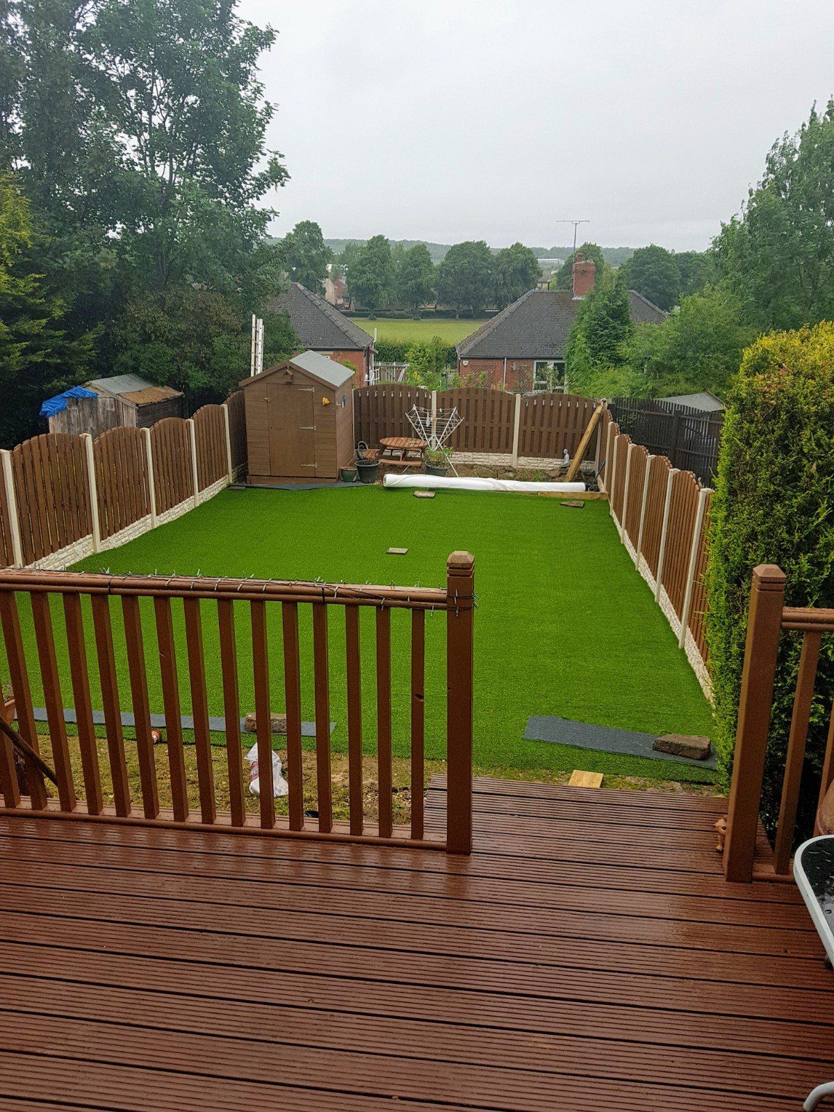96m2 of artificial grass in and decking in Ecclesfield Sheffield