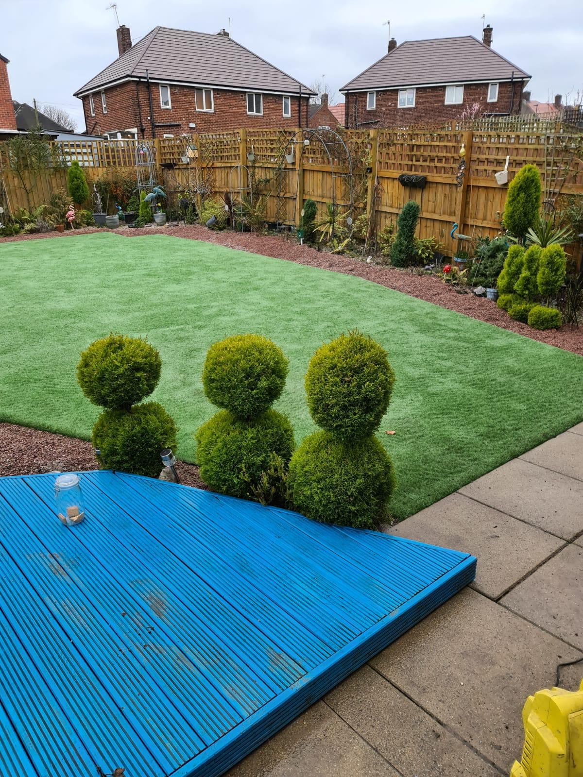 After the installation of fake grass in Neepsend, Sheffield