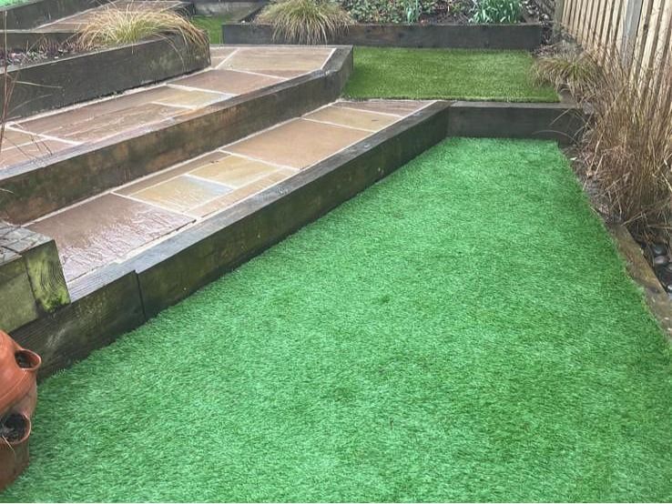 Multi-level artificial grass installation in Carter Knowle, Sheffield