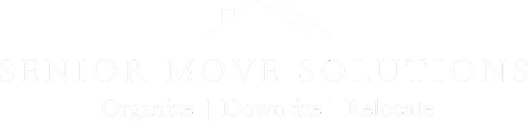Logo for Senior Move Solutions, with house graphic above the words and services listed below.