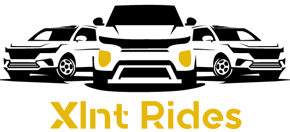Logo with three black-and-white cars above the yellow text “Xlnt Rides”