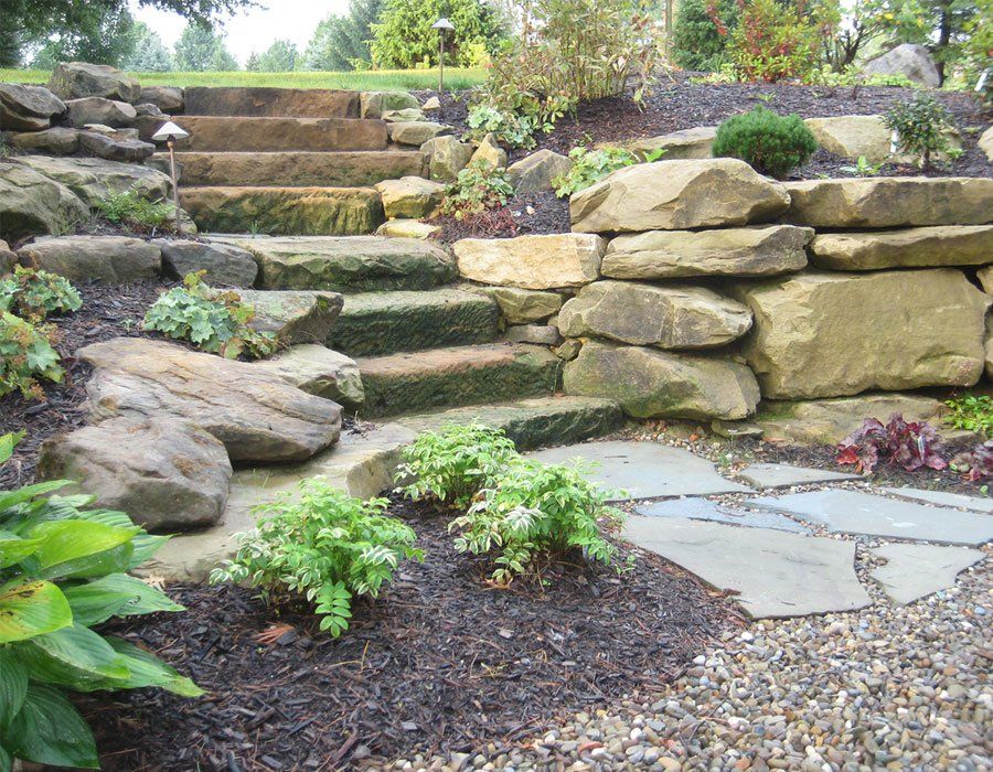 Steps and Outcropping Natural Landscape Stone