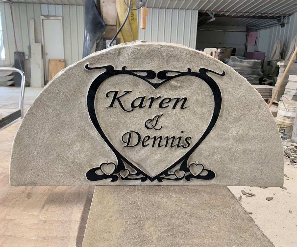 Custom engraved masonry memorial stone in Ohio garden