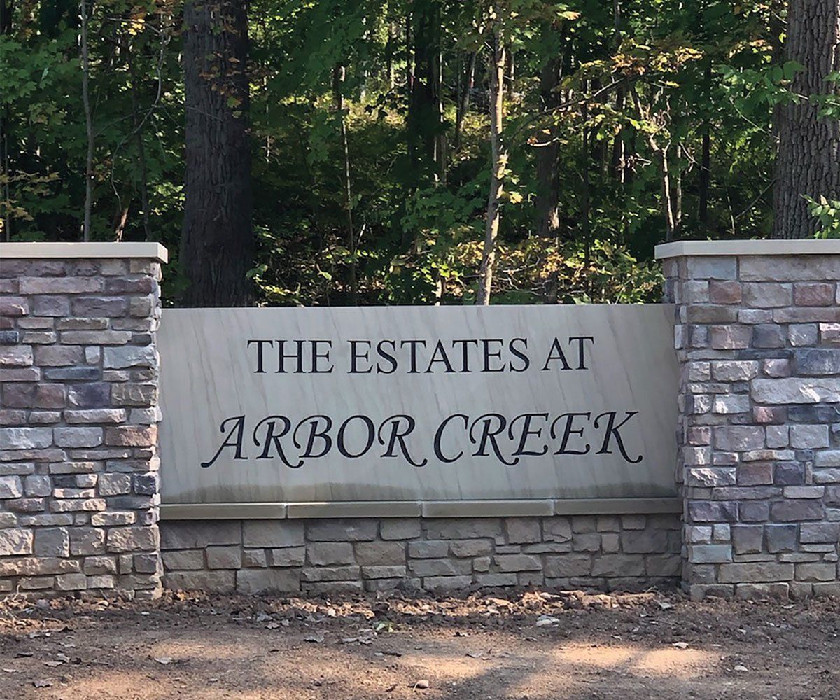 Medina Ohio custom carved entryway stone sign with engraving