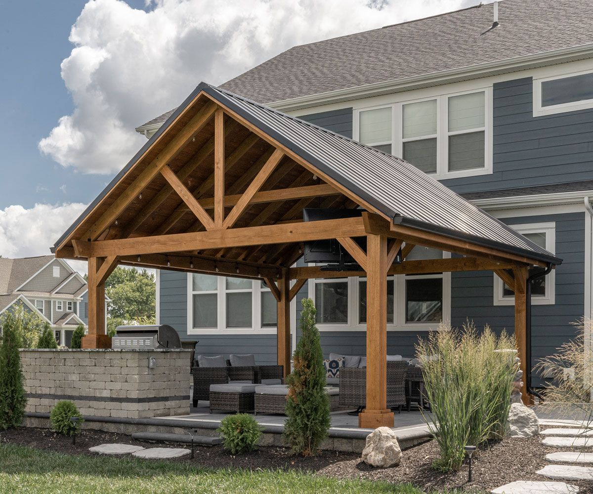 Outdoor patio with amish crafted poly recycled plastic furniture