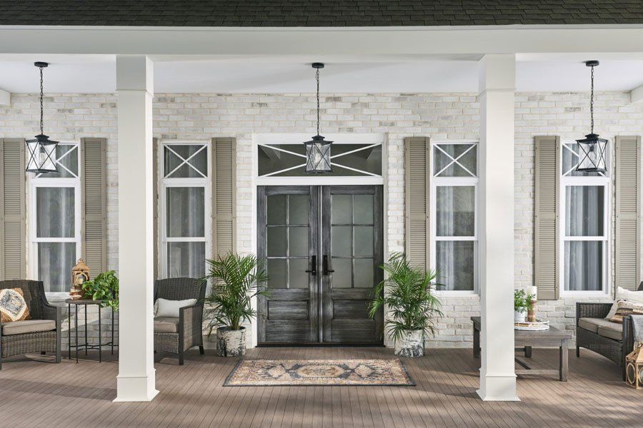 Eldorado Stone Chalkdust Thin Brick Veneer Exterior Front Entrance