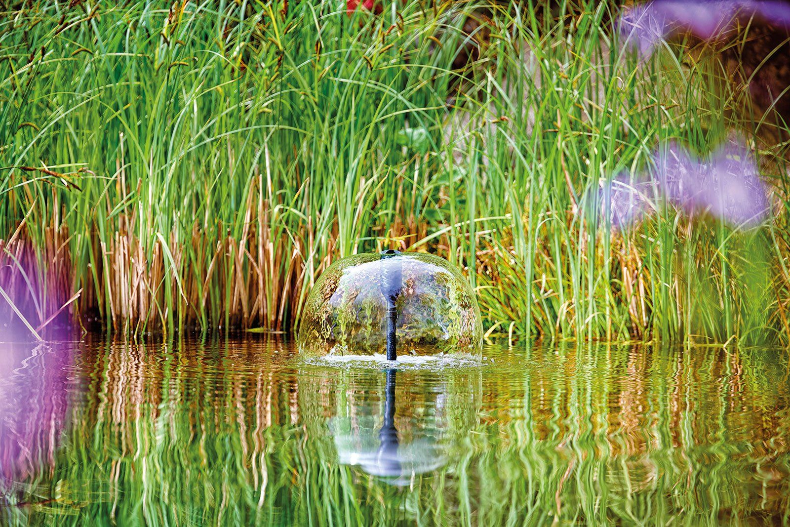 Ohio pond with aeration fountain