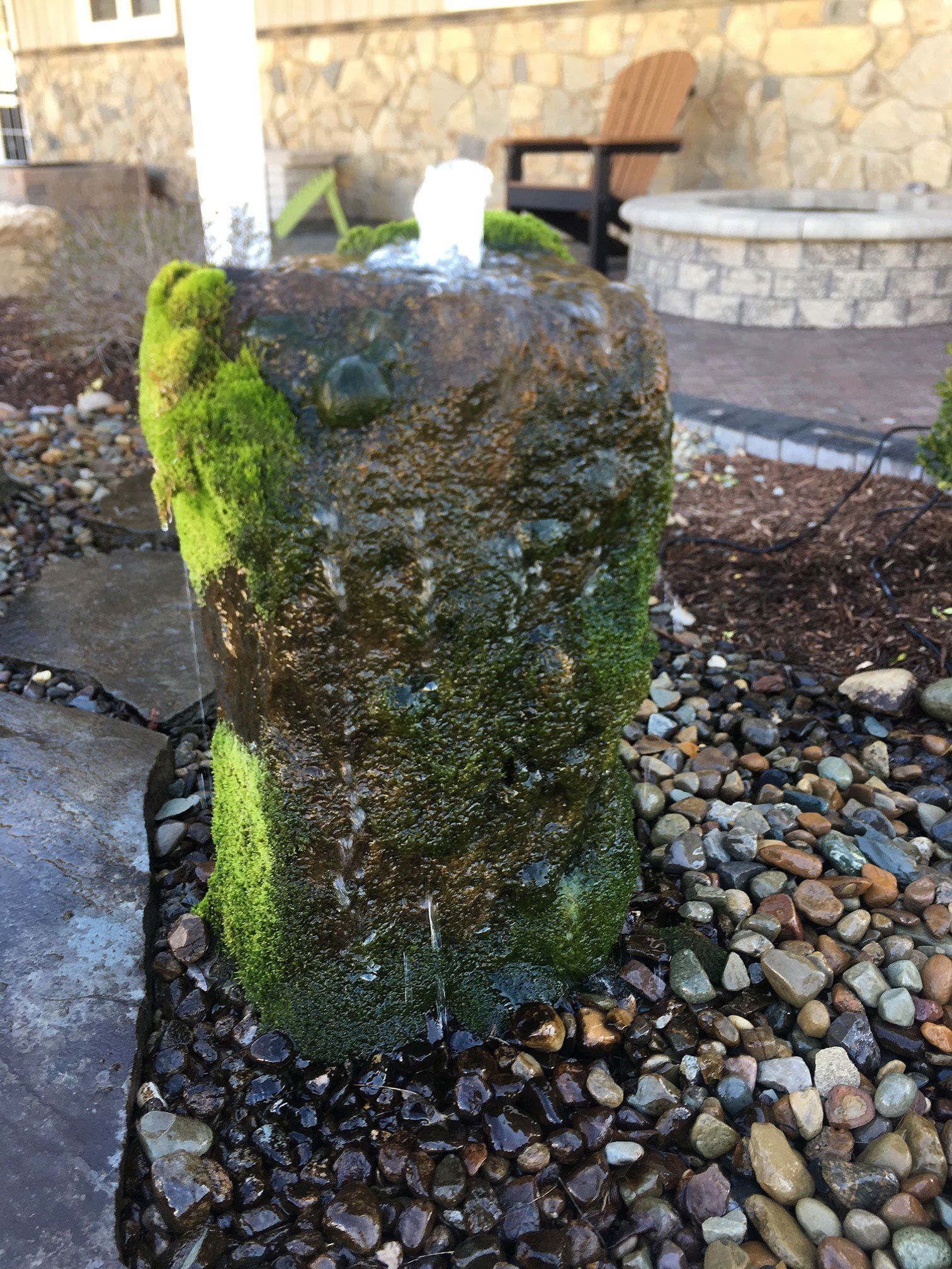 Natural barnstone outdoor water fountain