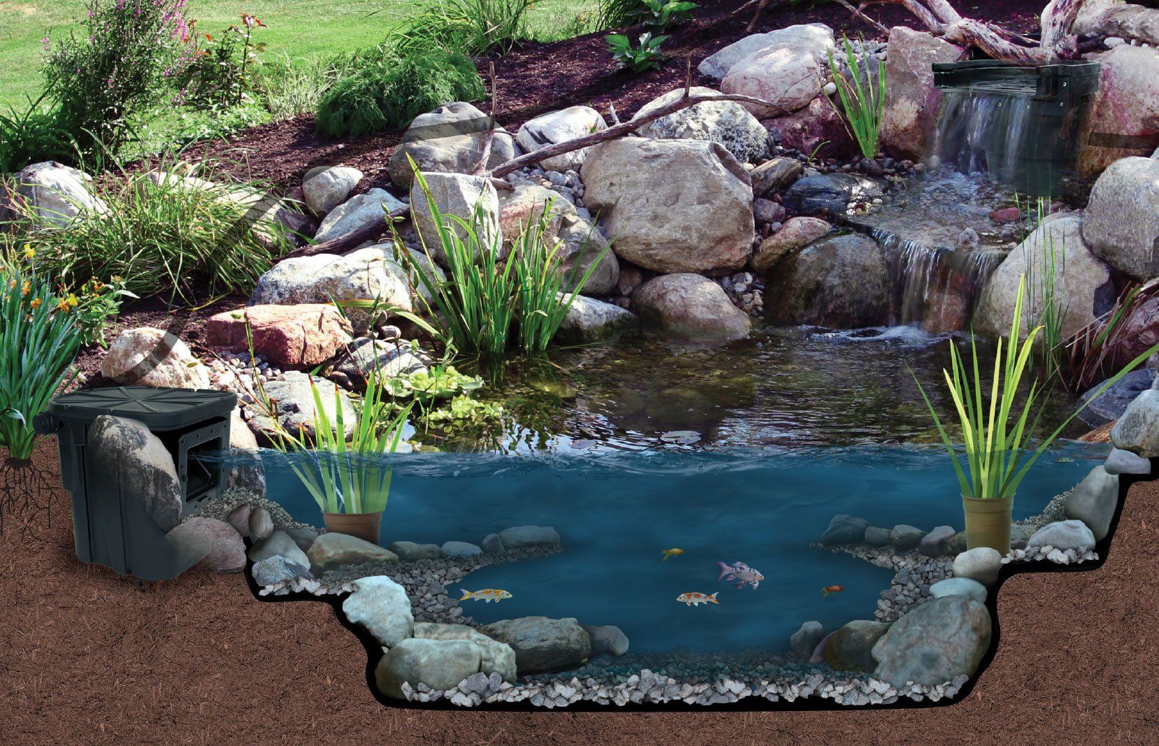 Water garden system for Ohio home backyard.
