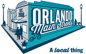 A logo for orlando main streets a local thing