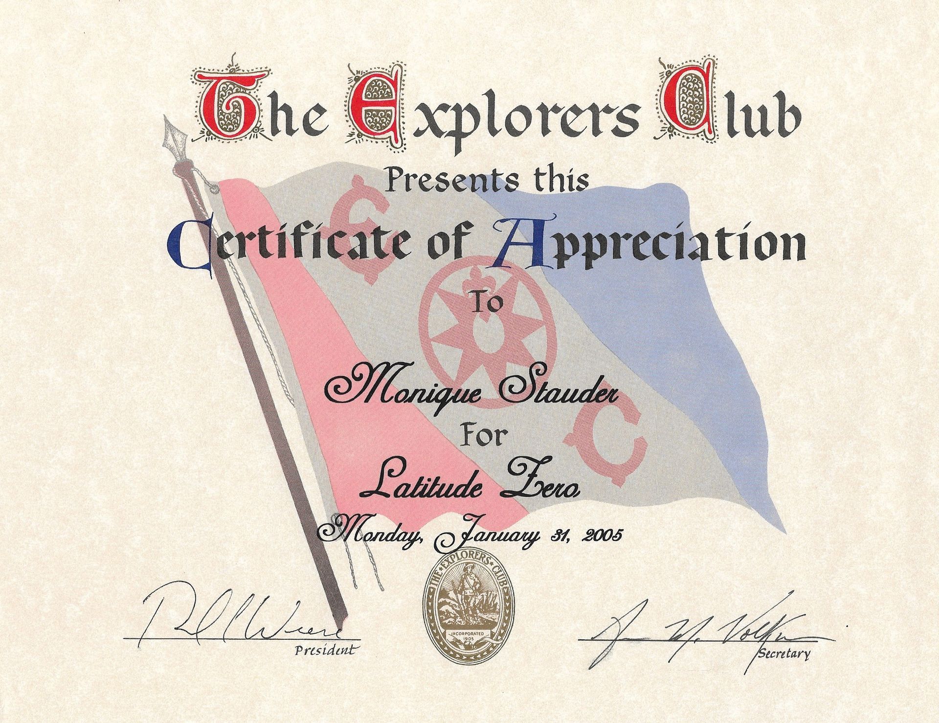 Explorers Club Lecture NYC 2005