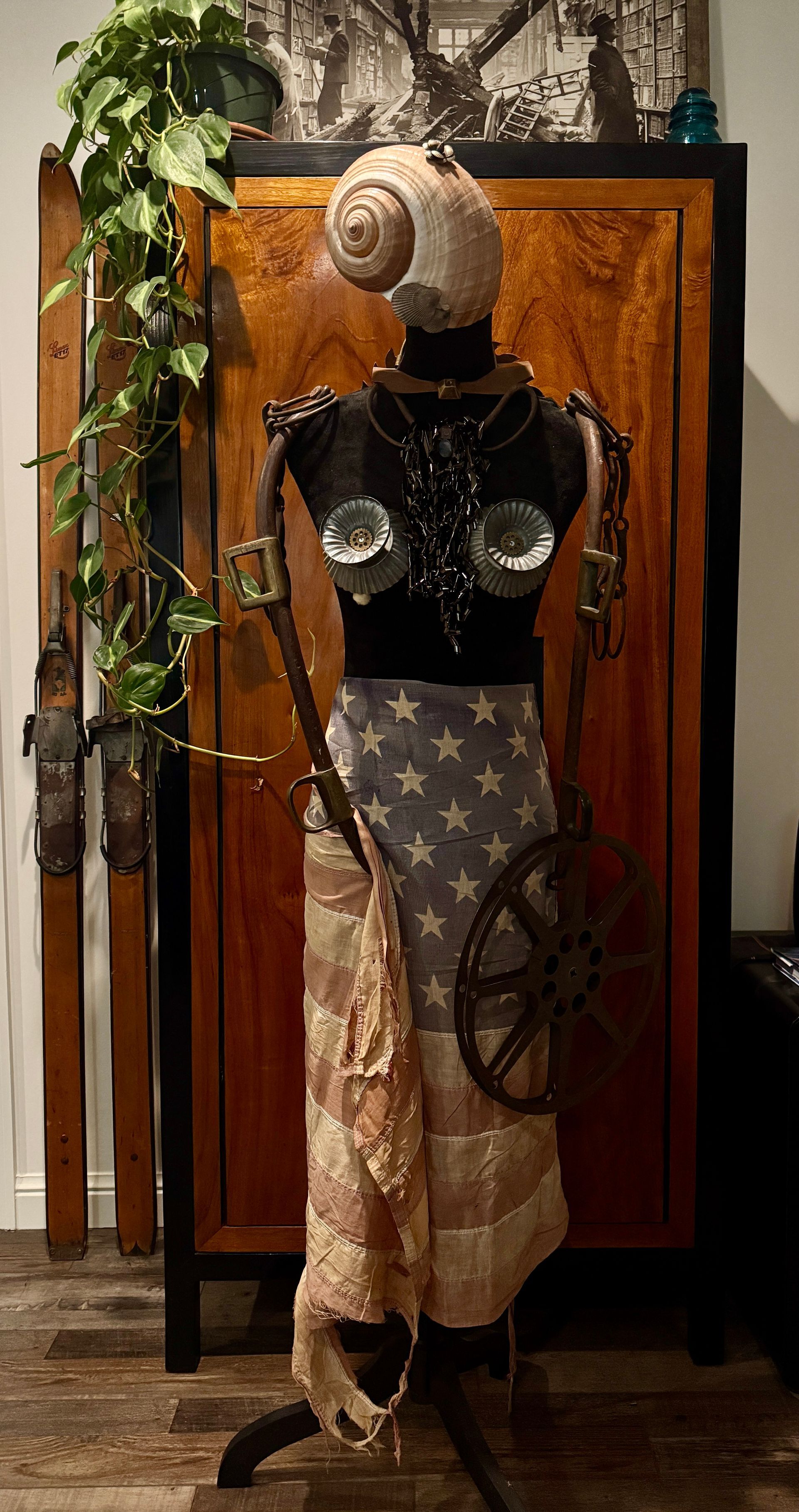 Monique Stauder's assemblage art - a metamorphic artistic creation in process - combining antiques, found objects and collected curios from around the world.