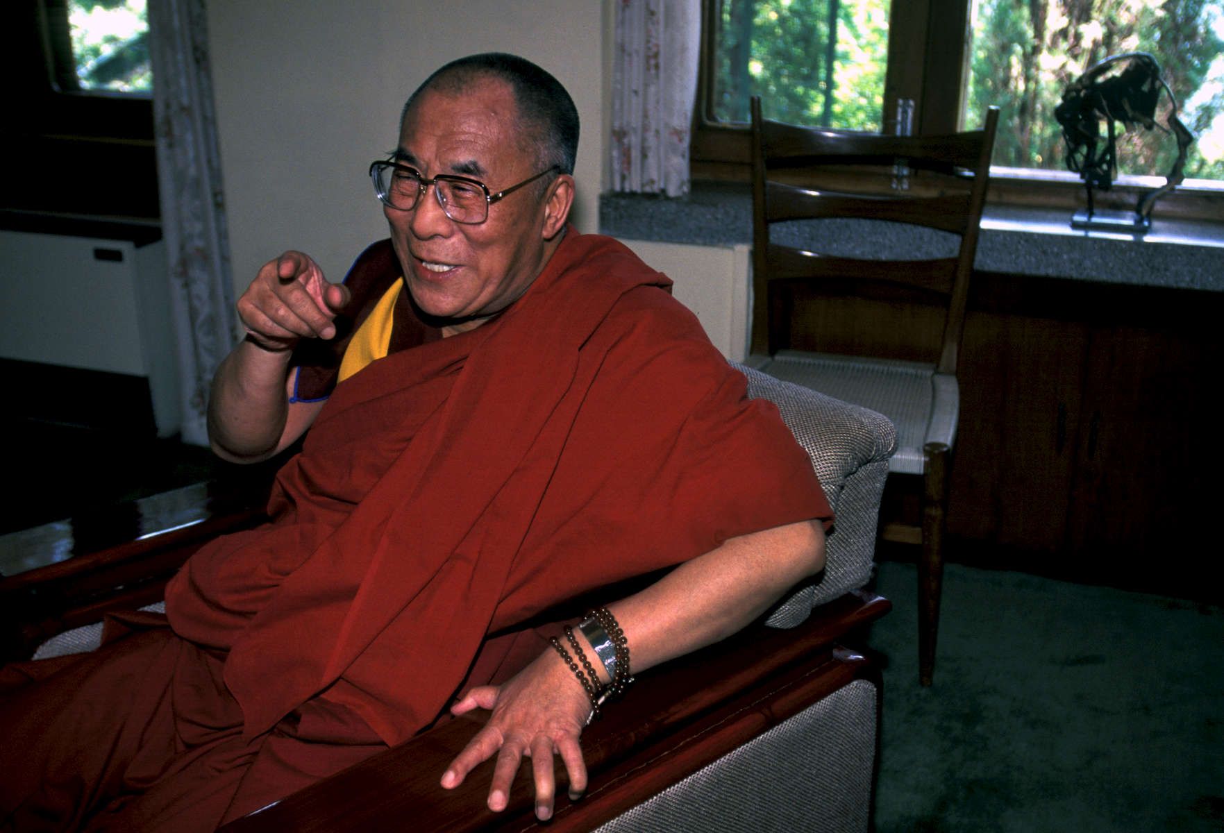 Stauder's editorial portrait image of His Holiness Dalai Lama, in Dharmsala, India 1998
