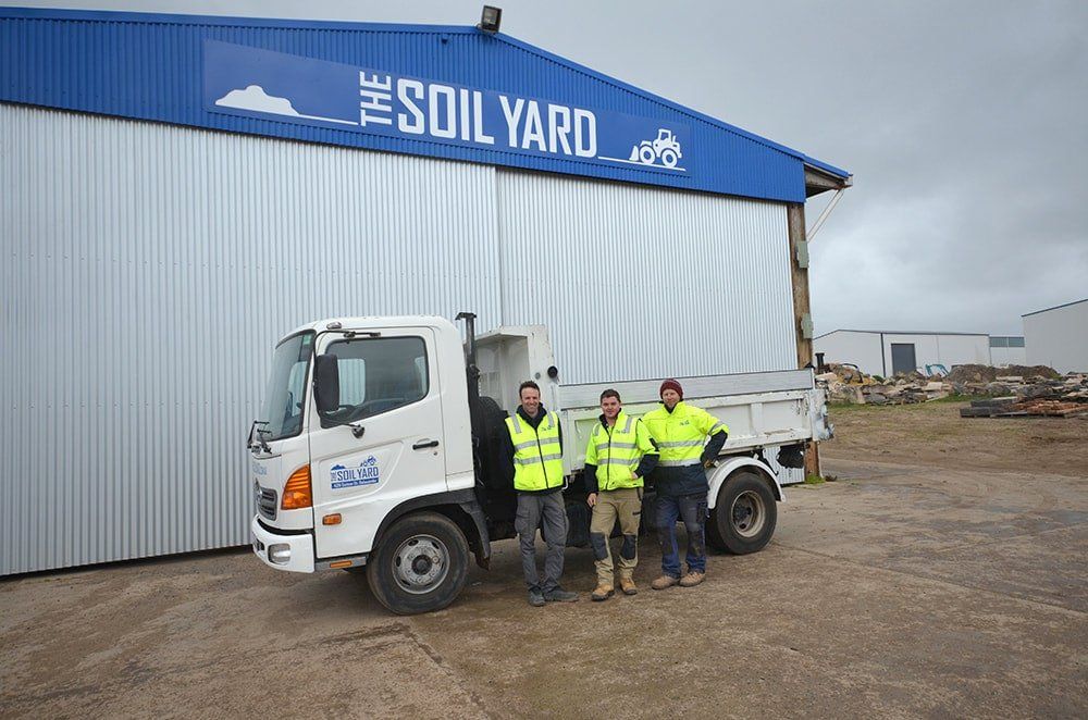 Truck Parked In Front Of The Soil Yard — Landscaping Supplies in Delacombe, VIC