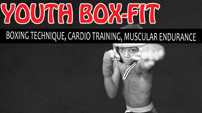 A poster for youth box fit boxing technique cardio training muscular endurance