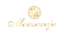 A gold logo for a company called monaraje