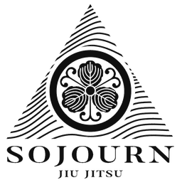 A black and white logo for sojourn jiu jitsu