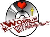 Logo for Wordlaw Publishing Co., featuring a CD with a heart and cross, musical notes, and text.