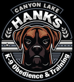 Logo for Hank's K-9 Obedience & Training in Canyon Lake, featuring a Boxer dog face.