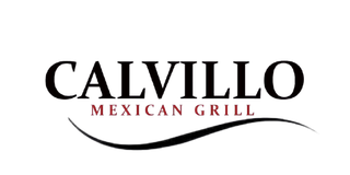 Logo for Calvillo Mexican Grill. The name is in black, the tagline is in burgundy, and a swoosh curve.