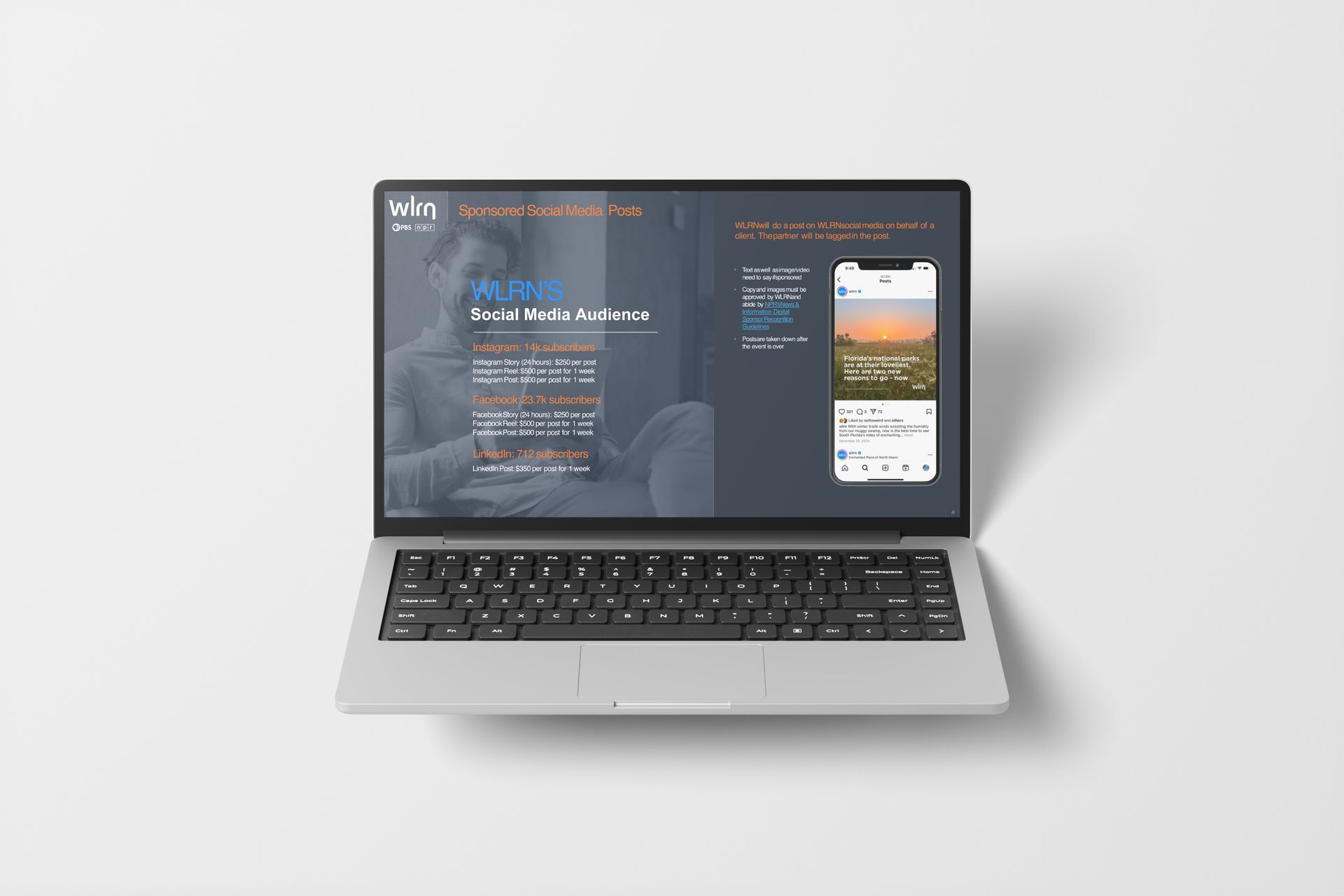 Laptop displaying a website with the words 