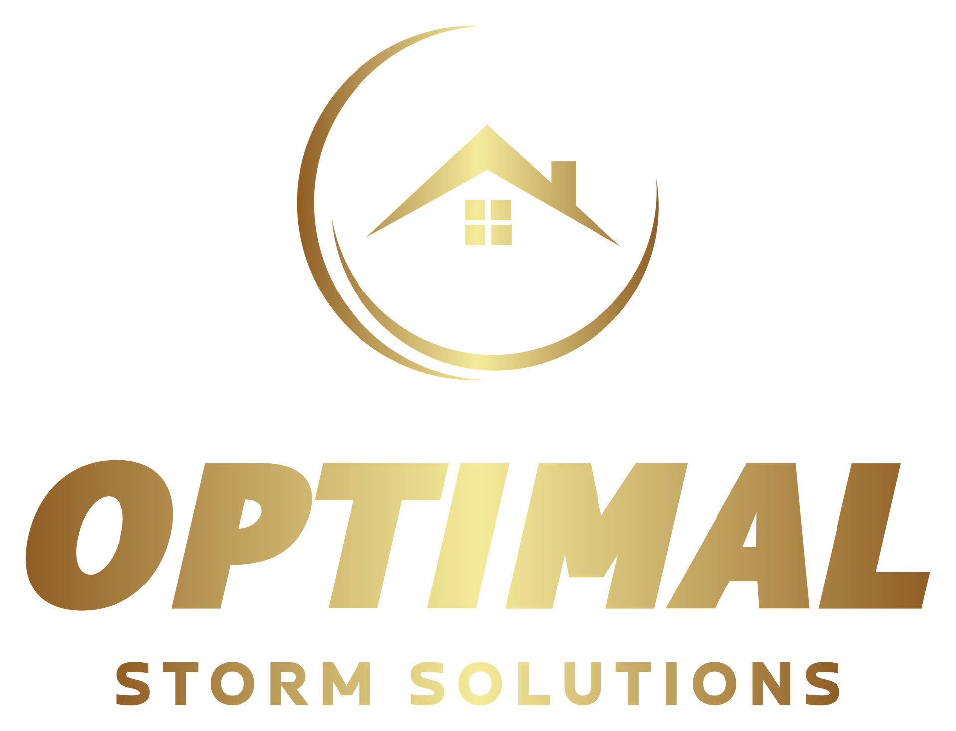 The logo for optimal storm solutions shows a house with a roof.