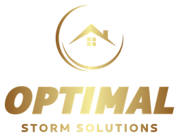 The logo for optimal storm solutions shows a house with a roof.