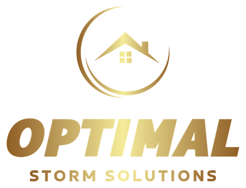 The logo for optimal storm solutions shows a house with a roof.