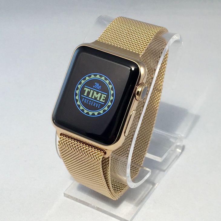 Apple watch gold plated with milanese loop The Time Preserve