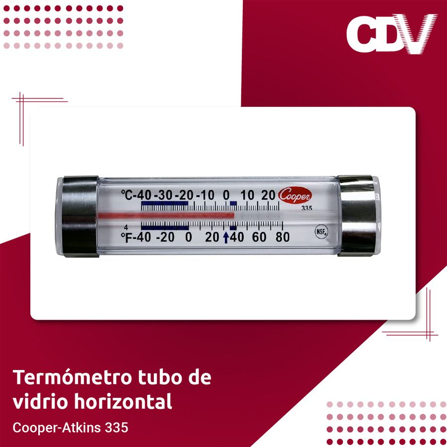 Termómetro tubo de vidrio horizontal