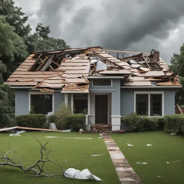 A house that has been damaged by a storm