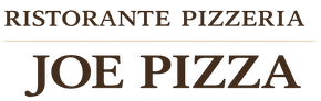 Logo per Ristorante Pizzeria Joe Pizza con testo marrone scuro su sfondo bianco.